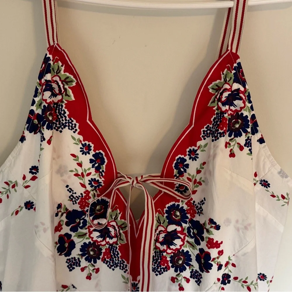 Anthropologie Celandine Plunge-neck Drop-waist Cotton midi Dress, Large - Picture 6 of 6